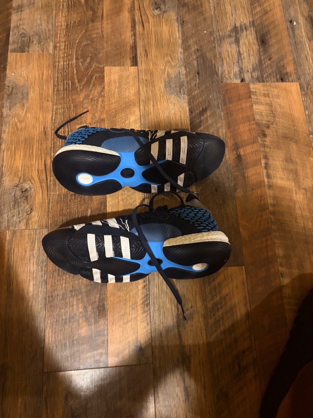 adidas Men’s Black White Blue Patterned Sneakers - Picture 3 of 5